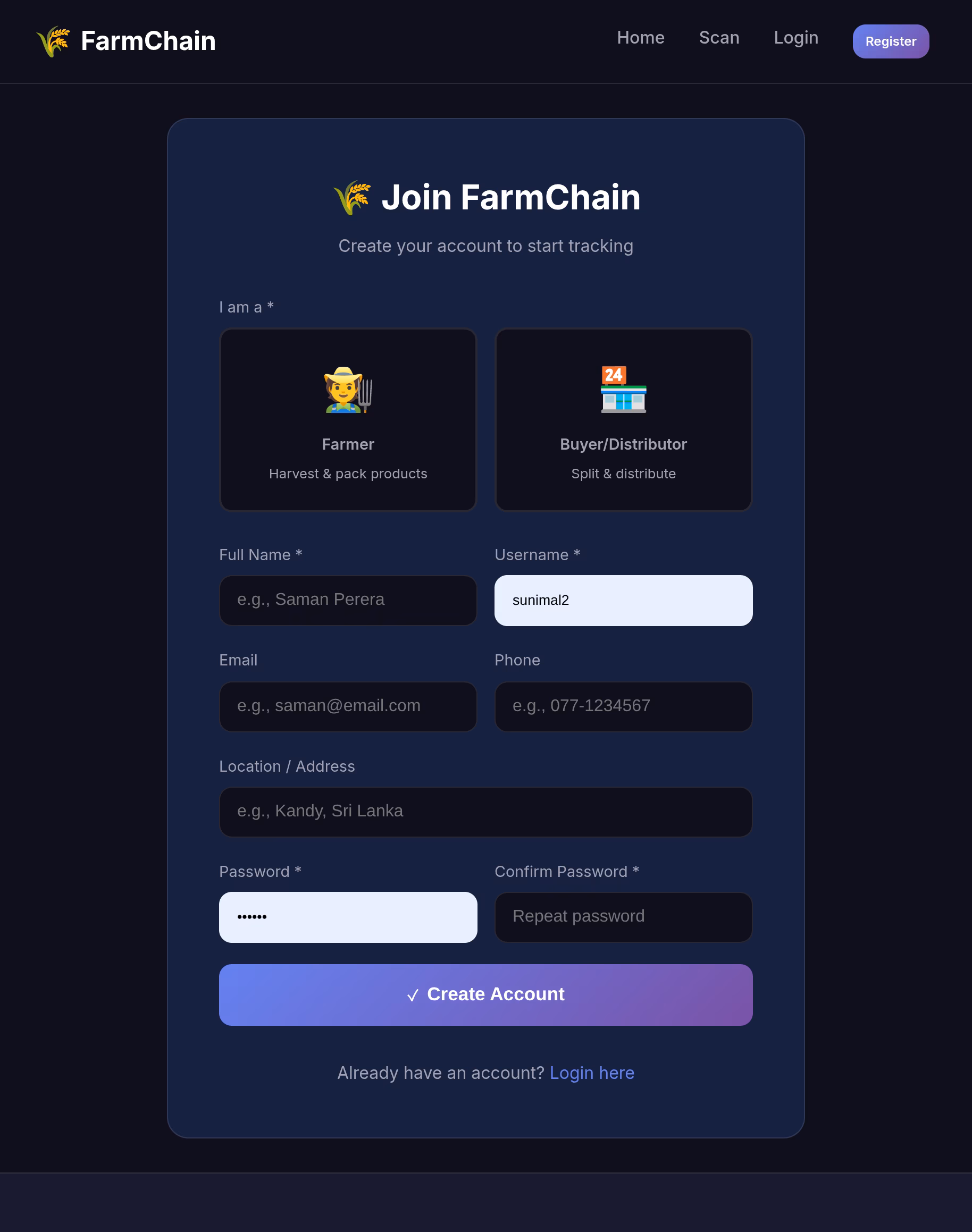 FarmChain Register